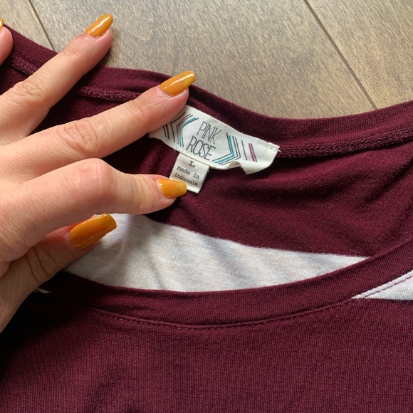 Long sleeve crop top red and cream - Picture 4 of 4